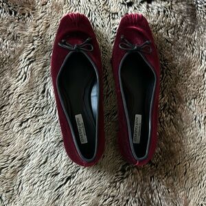 Courtney Grow x Antonio Melani James Velvet Bow Flats Women Size 6.5